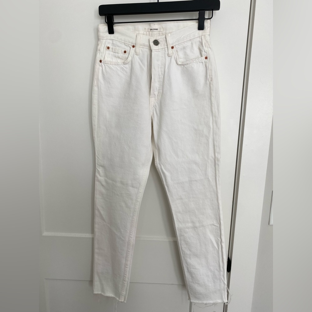 GRLFRND denim, off-white, size 25.